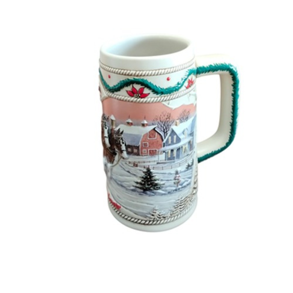 Vintage 1996 Budweiser Holiday Beer Stein American Homestead Ceramarte Relief - Picture 5 of 7